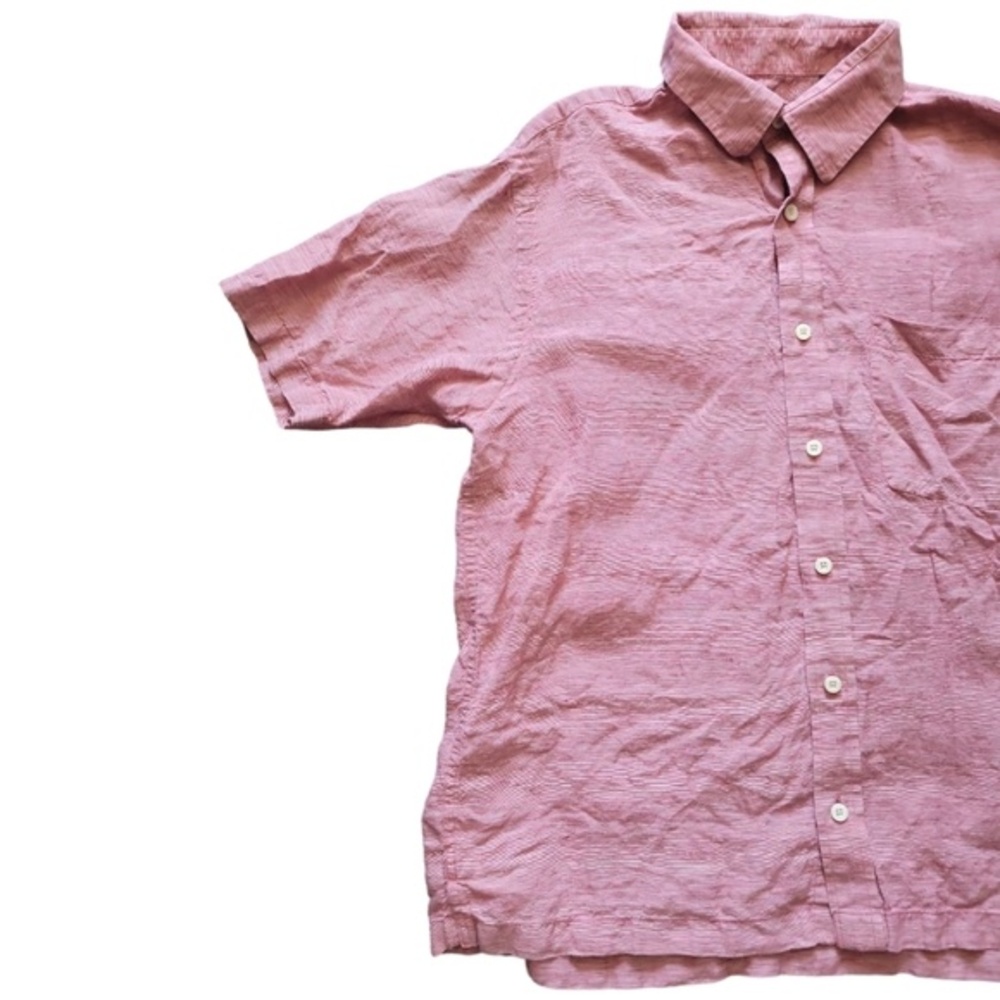 ORVIS RED LINEN BUTTON DOWN SHIRT - L